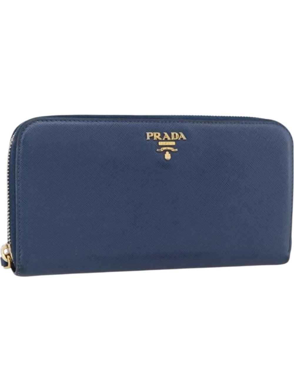 PRADA Long Wallet Safiano leather Navy Gold